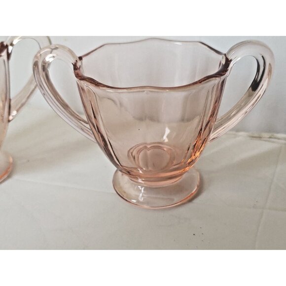 Fostoria Lafayette Pink Creamer & Open Sugar & Creamer set Pink Depression Glass - Picture 2 of 9